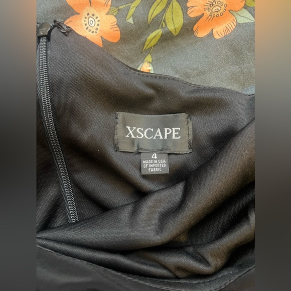 XSCAPE size 4 black/nude rhinestoned formal dress - Picture 3 of 5